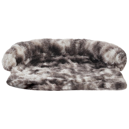 Inspaws fluffy couch cover in ink tie-dye faux long fur flat view on white background