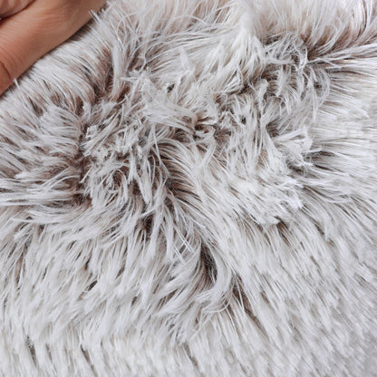 Inspaws orthopedic dog bed with ultra-soft faux fur texture, close up of Gradient Coffee color