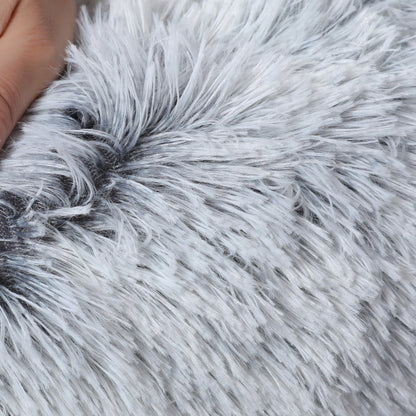 Inspaws orthopedic dog bed with ultra-soft faux fur texture, close up of gradient gray color