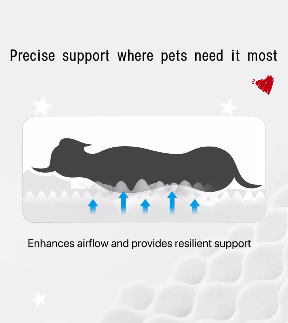 Inspaws orthopedic dog bed precise support and airflow diagram